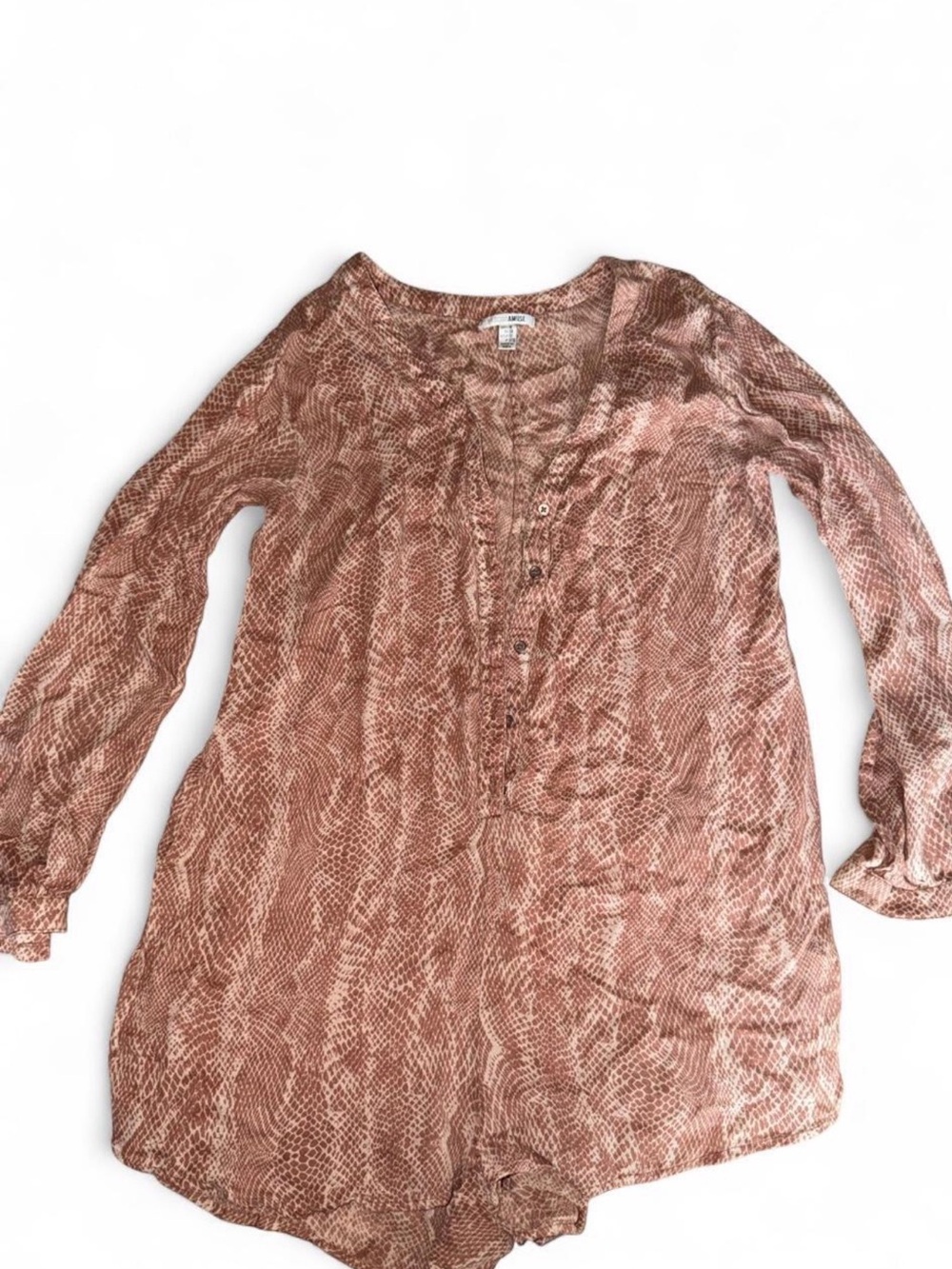 Amuse Society Brown Snake-Print Romper